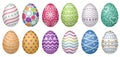 Easter Eggs with Realistic ornament pattern, Vector Royalty Free Stock Photo