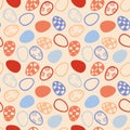 Easter retro eggs seamless spring pattern for kids clothes print and notebooks and wrapping paper and fabrics Royalty Free Stock Photo