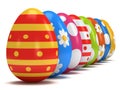 Easter Eggs row on white Royalty Free Stock Photo