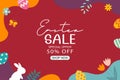 Easter eggs sale banner design template with colorful eggs. Use for social media, advertising, flyers, posters, brochure, voucher Royalty Free Stock Photo