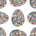 Easter eggs seamless pattern. Abstract holidays vector background in modern style.