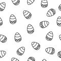 Easter eggs seamless pattern in doodle style. Hand drawn vector illustration Royalty Free Stock Photo