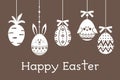 Easter eggs set with carrot, eggs, bird, rabbit