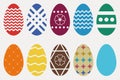 Easter eggs set. Collection of religious holiday attribute. Vector.