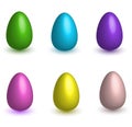 Easter eggs.Set of 3D realistic multicolor eggs isolated on white background. Vector illustration