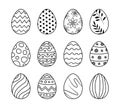 Easter eggs set doodle style. Set of easter eggs icon hand drawn isolated on white background Royalty Free Stock Photo