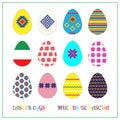 Easter eggs set. Flat design on white background.Huevos de pascua Royalty Free Stock Photo