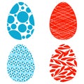 Easter eggs Set of red and blue eggs with different textures Royalty Free Stock Photo