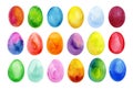 Easter eggs set watercolor template for design.