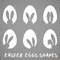 Easter eggs shapes with bunny ears silhouette - set