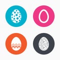 Easter eggs signs. Circles and floral patterns