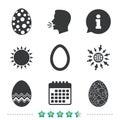 Easter eggs signs. Circles and floral patterns.