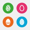 Easter eggs signs. Circles and floral patterns.