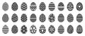 Easter eggs silhouette. Cute easters celebration egg, paschal pattern and decorated eggs vector silhouettes illustration