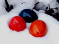 Easter eggs in snow