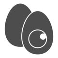 Easter Eggs solid icon. Cutted half egg silhouette with a yolk glyph style pictogram on white background. Happy spring