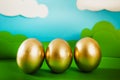 Easter eggs on spring background