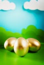 Easter eggs on spring background