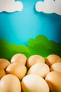 Easter eggs on spring background