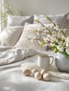 Easter eggs spring bedroom decor Royalty Free Stock Photo
