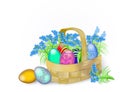 Easter eggs and spring flowers