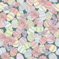 Easter eggs and spring flowers seamless pattern vector Royalty Free Stock Photo