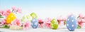 Easter eggs with spring flowers Royalty Free Stock Photo