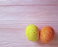 Easter eggs on wooden festival pattern springtime Royalty Free Stock Photo