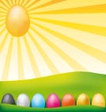 Easter eggs and sun Royalty Free Stock Photo