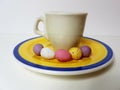 Easter eggs sweet eggs coffee tea saucer