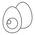 Easter Eggs thin line icon. Cutted half egg silhouette with a yolk outline style pictogram on white background. Happy