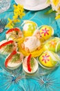 Easter eggs with tuna spread Royalty Free Stock Photo