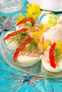 Easter eggs with tuna spread Royalty Free Stock Photo