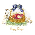 Easter eggs vector paint style design flower colorful basket