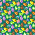 Easter eggs vector painted with spring decoration retro multi colored vintage ornament organic food holiday game Royalty Free Stock Photo