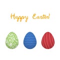 Easter eggs vector set of green, blue, red colors Royalty Free Stock Photo