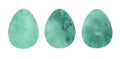 Easter eggs watercolor set. Easter clipart in blue colors. Happy Easter.