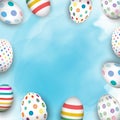 Easter eggs on watercolour background
