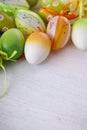 Easter eggs in white background, copyspace Royalty Free Stock Photo