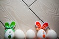 Easter eggs on wooden background. Happy Easter. Creative photo with easter eggs.Easter eggs on wooden background.Happy Easter. Royalty Free Stock Photo