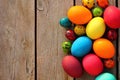 Easter eggs on wooden table Royalty Free Stock Photo