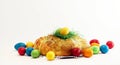 Easter eggs with yeast pastries bread plait