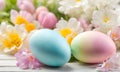 Easter elegance: Still life with eggs and flowers