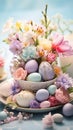 Easter Elegance: Vibrant Decorations on Marble Tabletop