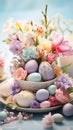 Easter Elegance: Vibrant Decorations on Marble Tabletop Royalty Free Stock Photo