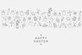 Easter element icons - banner background in doodle style. Royalty Free Stock Photo