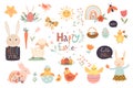 Easter elements collection with cute seasonal design