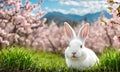 Easter enchantment: Rabbit in a spring blossom field