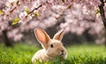 Easter enchantment: Rabbit in a spring blossom field