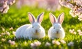 Easter enchantment: Rabbit in a spring blossom field